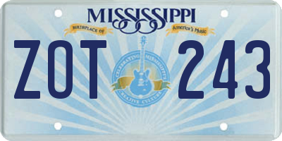 MS license plate ZOT243