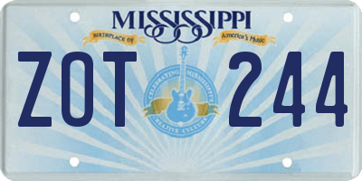 MS license plate ZOT244