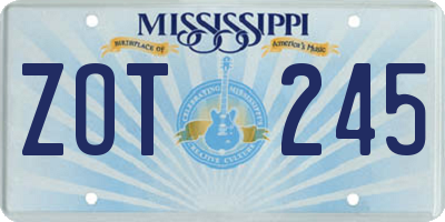 MS license plate ZOT245