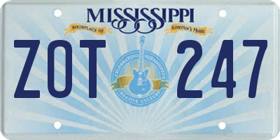 MS license plate ZOT247