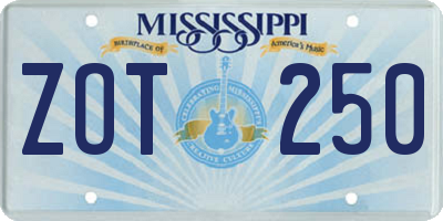 MS license plate ZOT250
