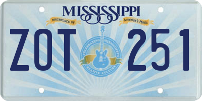 MS license plate ZOT251