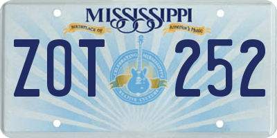 MS license plate ZOT252