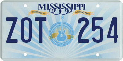 MS license plate ZOT254