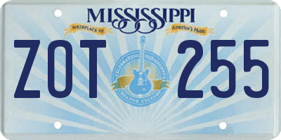 MS license plate ZOT255