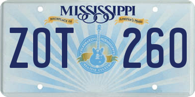 MS license plate ZOT260