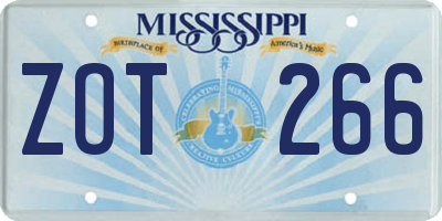 MS license plate ZOT266