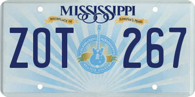 MS license plate ZOT267