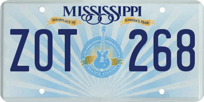 MS license plate ZOT268