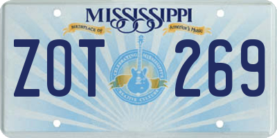 MS license plate ZOT269