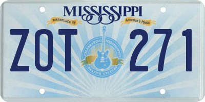 MS license plate ZOT271