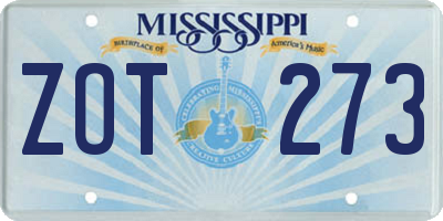 MS license plate ZOT273
