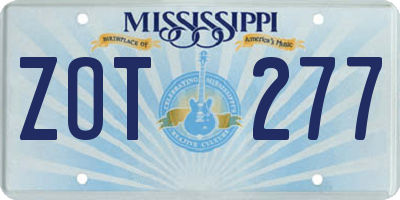 MS license plate ZOT277
