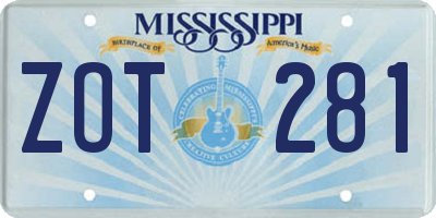 MS license plate ZOT281
