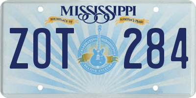 MS license plate ZOT284