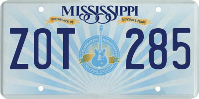 MS license plate ZOT285