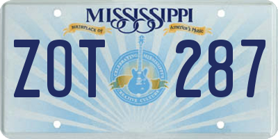 MS license plate ZOT287