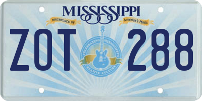MS license plate ZOT288