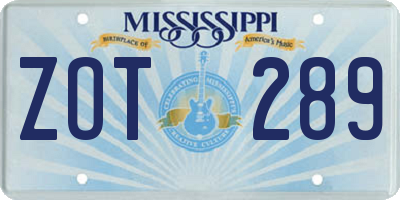 MS license plate ZOT289