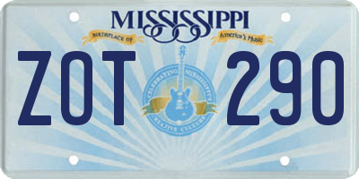 MS license plate ZOT290