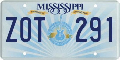 MS license plate ZOT291