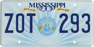MS license plate ZOT293