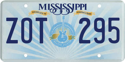 MS license plate ZOT295