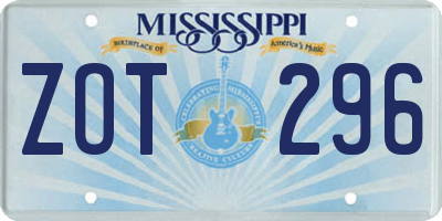 MS license plate ZOT296