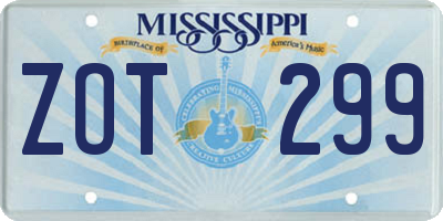 MS license plate ZOT299