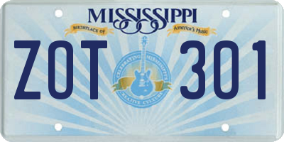 MS license plate ZOT301