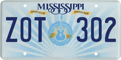 MS license plate ZOT302