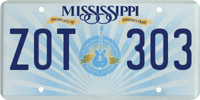 MS license plate ZOT303