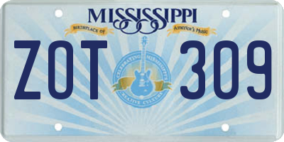 MS license plate ZOT309