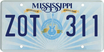 MS license plate ZOT311
