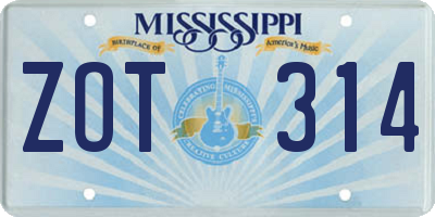 MS license plate ZOT314