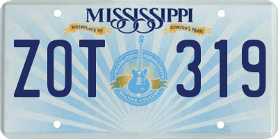 MS license plate ZOT319