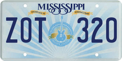 MS license plate ZOT320
