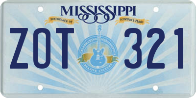 MS license plate ZOT321