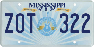 MS license plate ZOT322