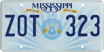 MS license plate ZOT323