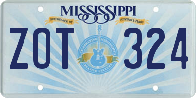 MS license plate ZOT324