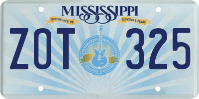 MS license plate ZOT325