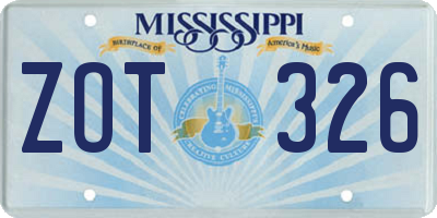 MS license plate ZOT326