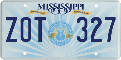 MS license plate ZOT327
