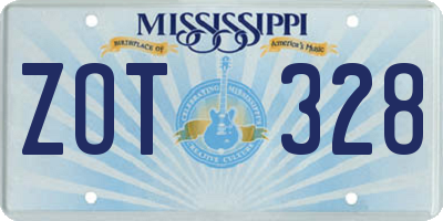 MS license plate ZOT328