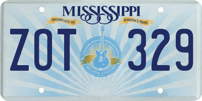 MS license plate ZOT329