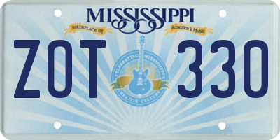 MS license plate ZOT330