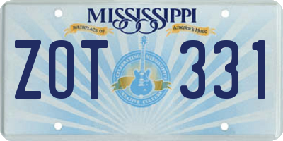 MS license plate ZOT331