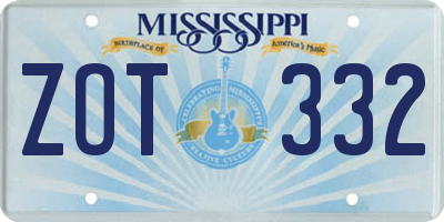 MS license plate ZOT332