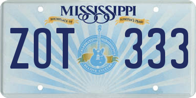 MS license plate ZOT333
